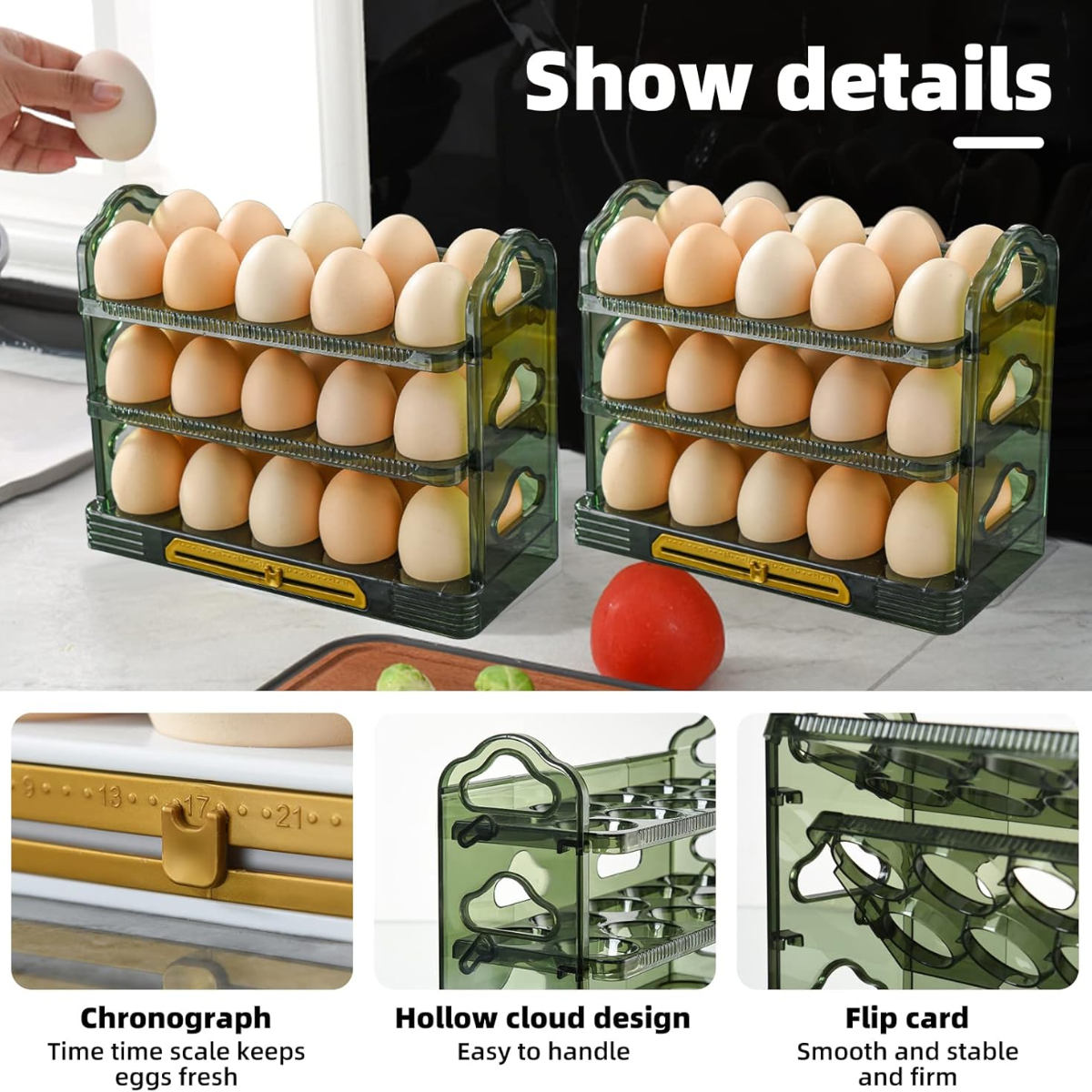 Miniatura 4 de Organizador almacenamiento huevos pd-33